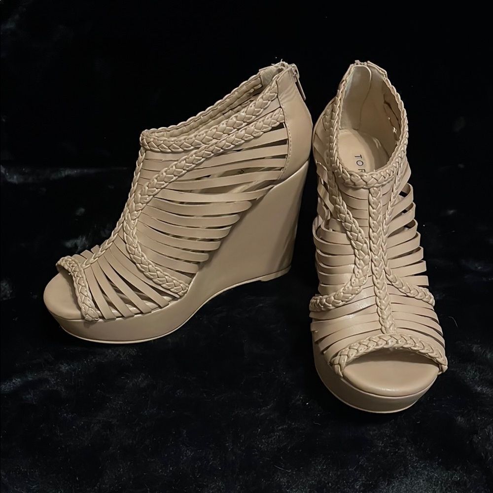 Torrid Zip Tan Wedge Sandals
